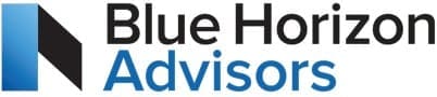 Logo with text 'Blue Ha Advisors' featuring blue and black colors.